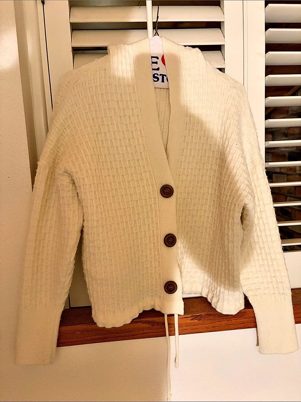 Textured Button-Front Cardigan in Cream